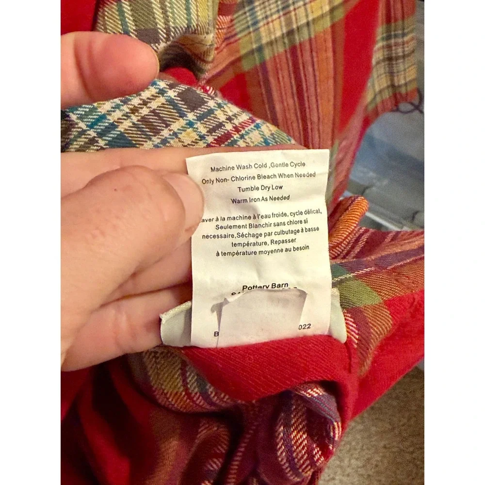 Pottery Barn King Cal King Duvet Cover Red Blake Plaid & 3 Pillowcases Sham